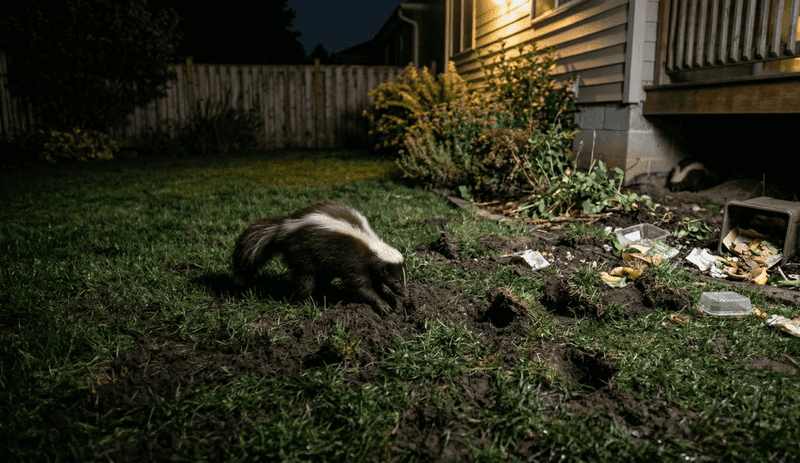 Remove the food and shelter that keep attracting skunks