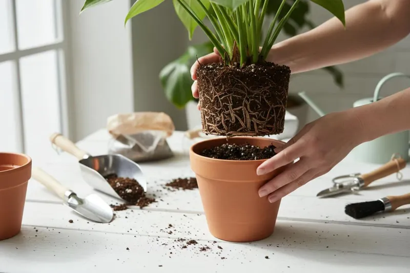 Reset water and fertilizer only after checking the roots