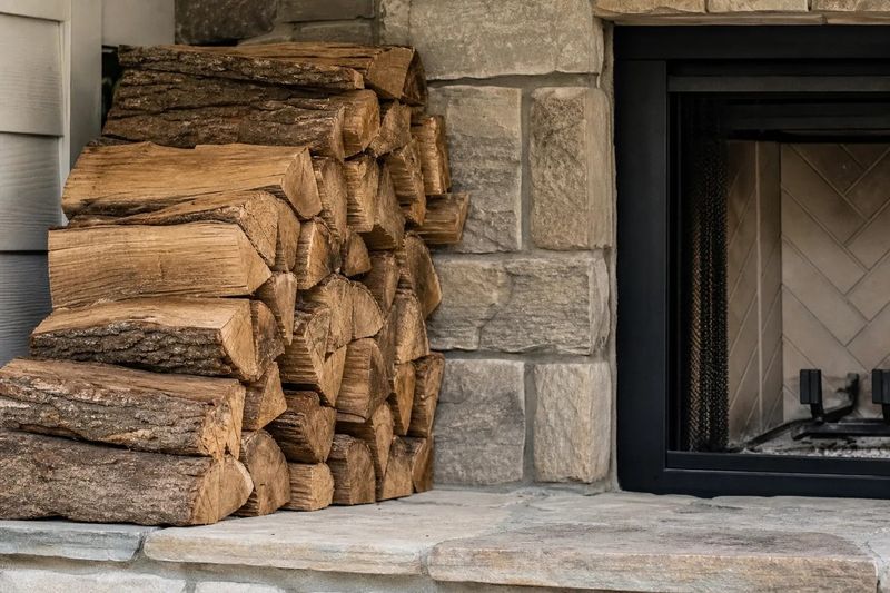 Stacking Firewood Against the House