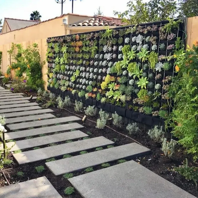 Vertical Gardens on a Fence Wall