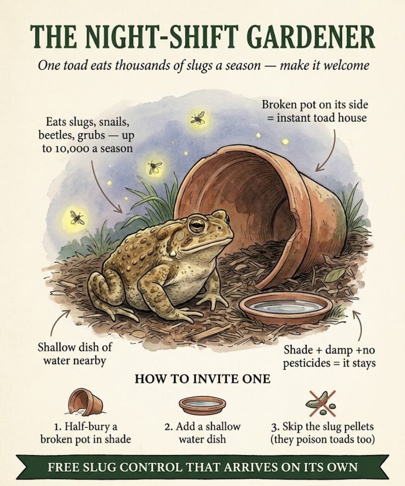 Why a toad and garden pests may meet after dark