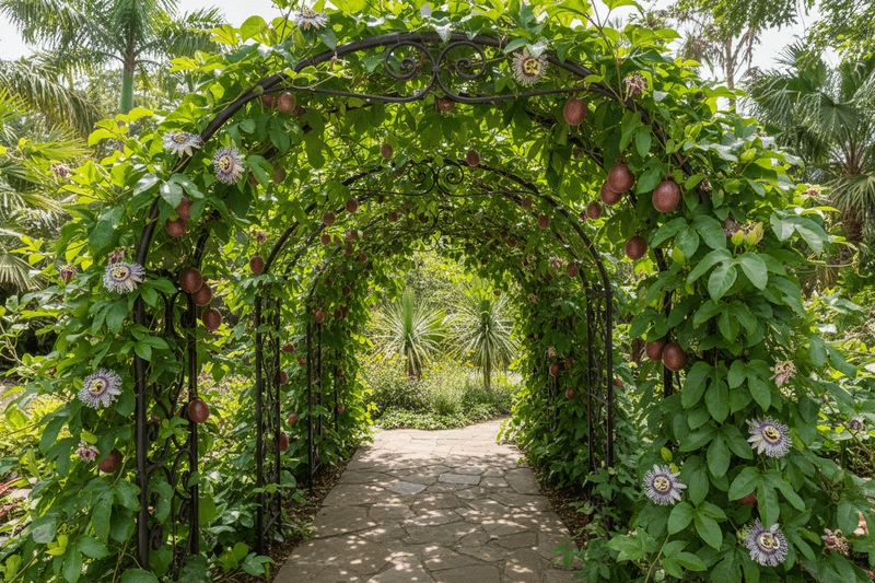 A sunny, sturdy support gives maypop room to climb