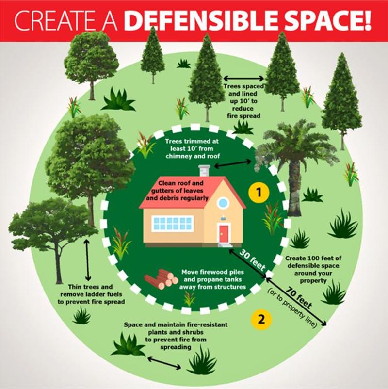 California defensible-space guidance also affects placement