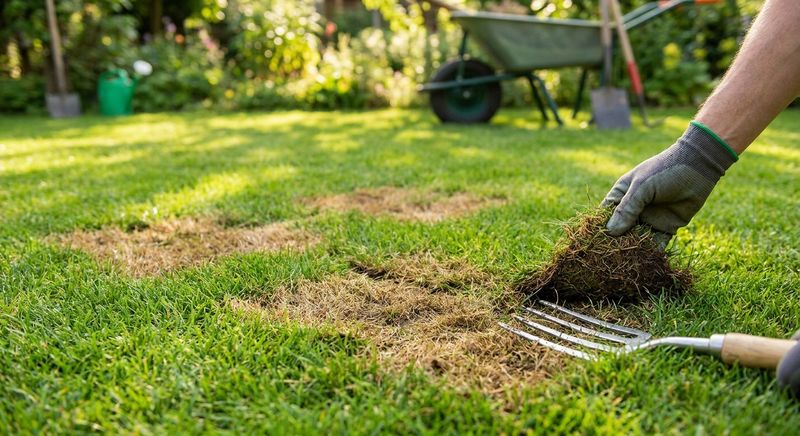 Compare soil moisture before treating brown grass