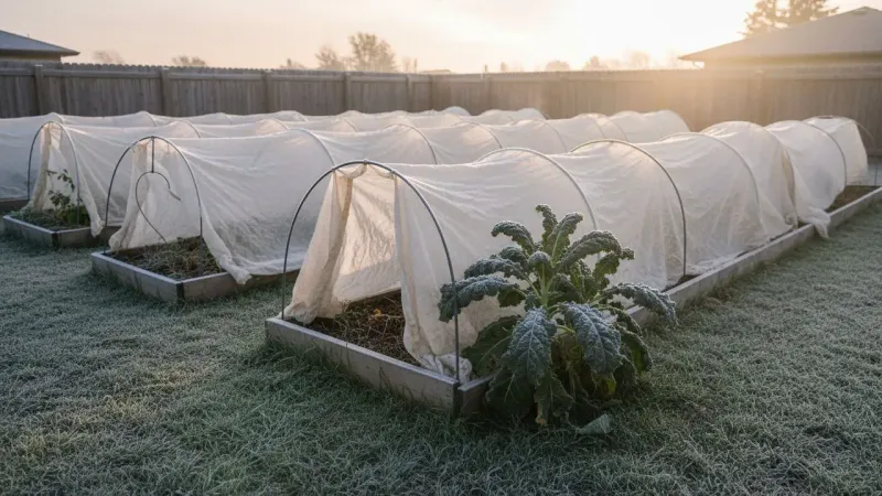 Cover the bed before sundown and secure the fabric
