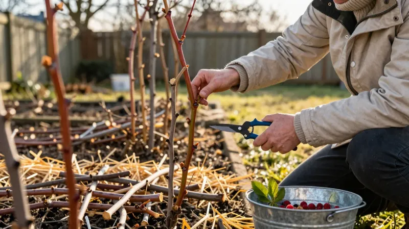 For two crops, keep the lower cane and remove the fruited tip