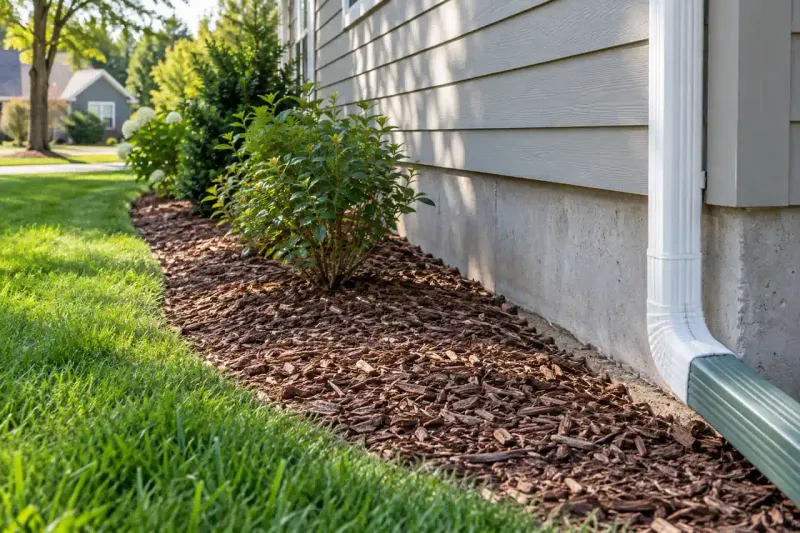 Keep mulch and plant debris in check near the wall