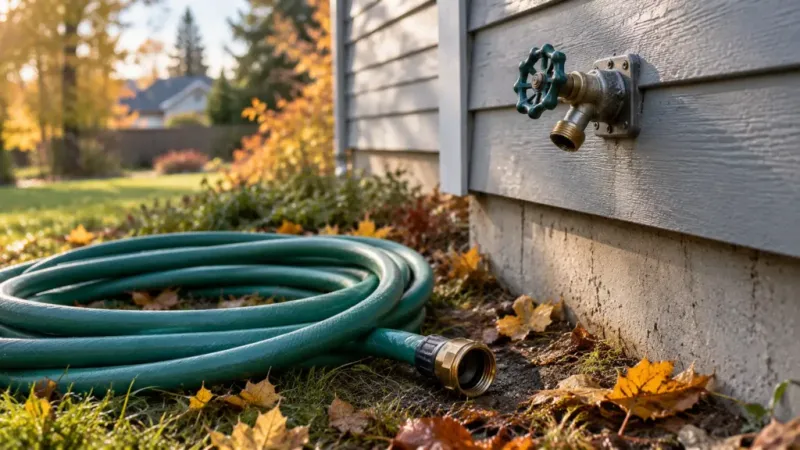 Remove hoses and accessories so the faucet can drain