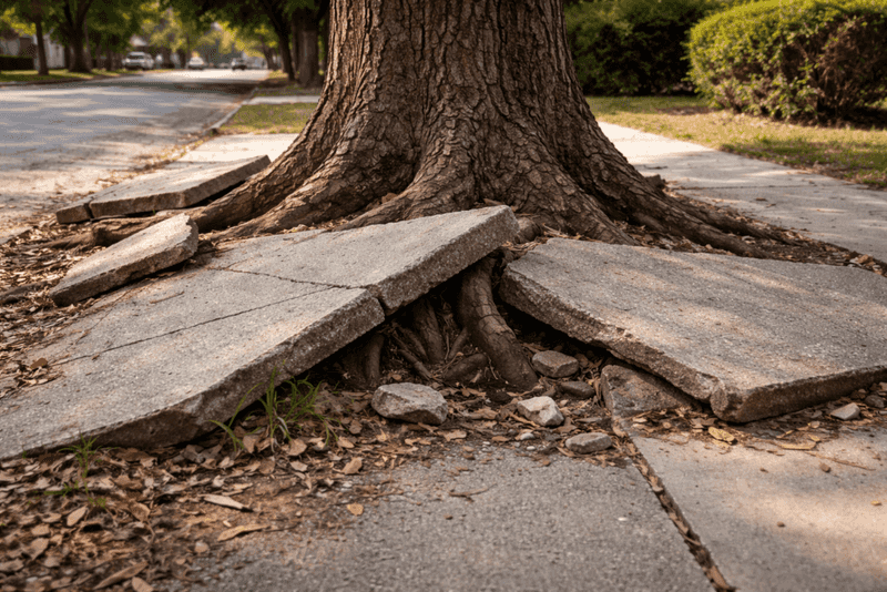 Roots can lift pavement without starting its first crack
