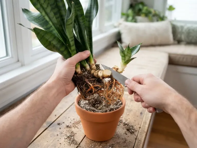 Separate divisions with healthy leaves and roots