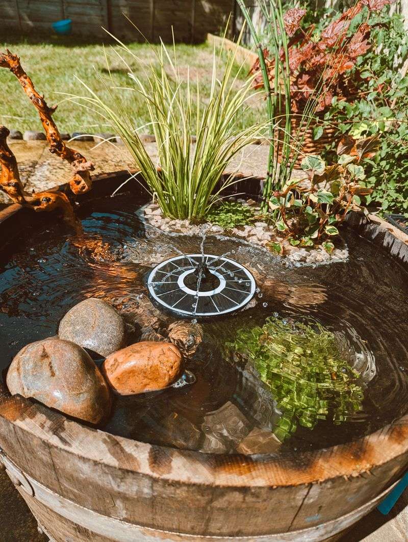 Solar Fountain Barrel Half