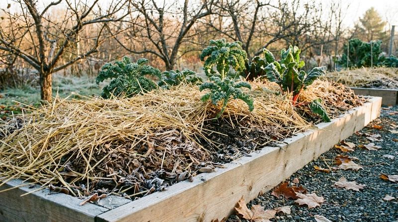 Thick mulch piled against bed edges