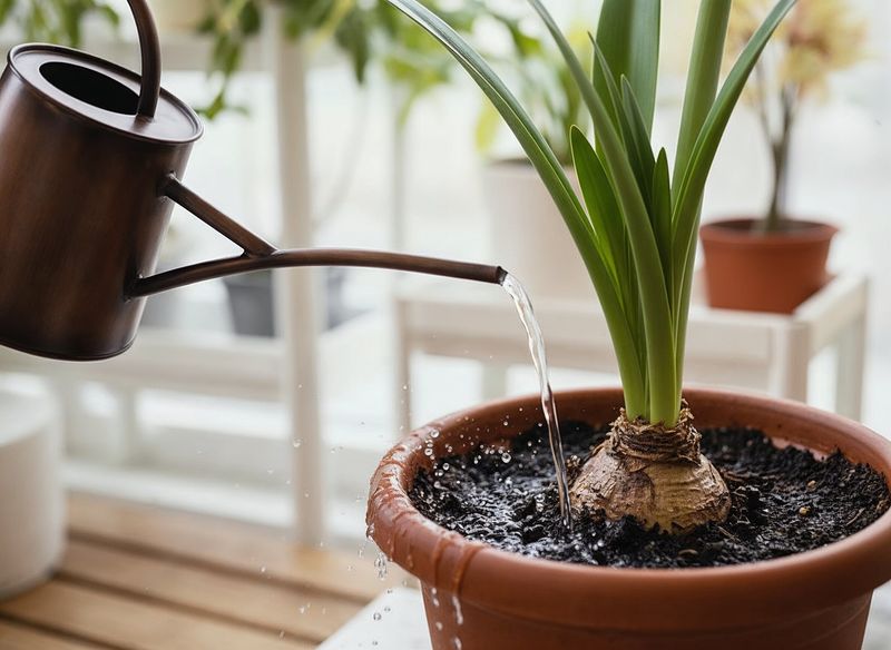 Water thoroughly at planting, then let the pot drain Water thoroughly at planting, then let the pot drain
