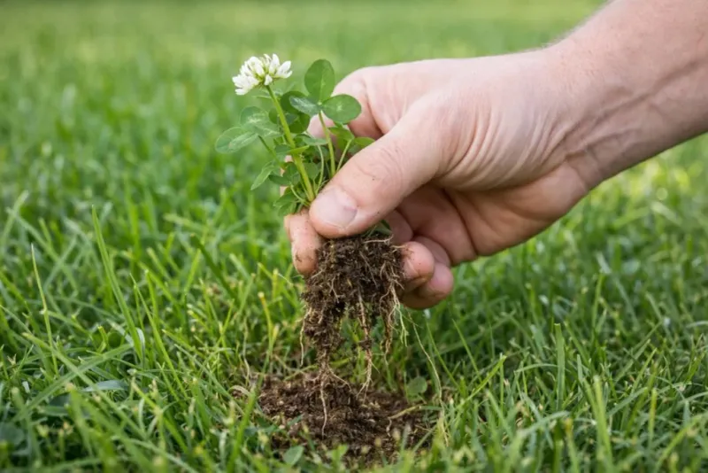 Why do clover patches return after pulling or spraying?