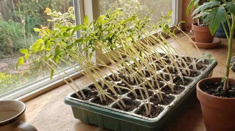 Why indoor tomato seedlings may get tall and floppy