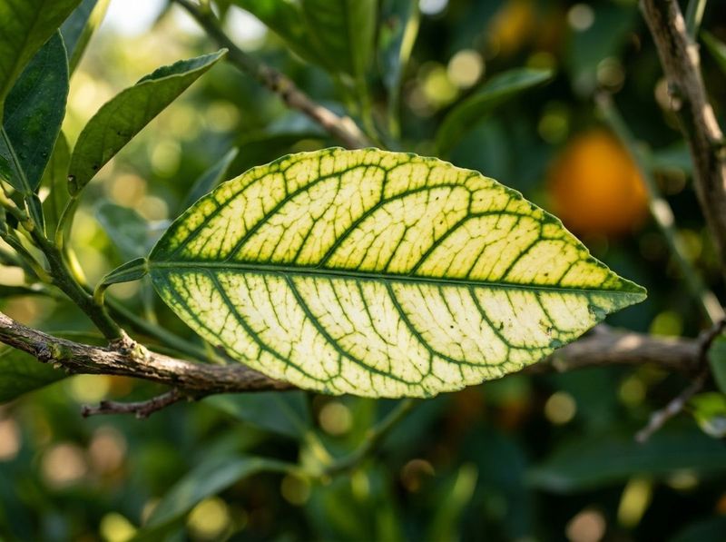 Yellowing between green veins has several possible causes