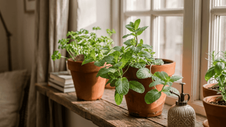 Pale, Leggy Potted Mint in Fall? Check the Light, Then Try a Cut That May Encourage Fuller Growth