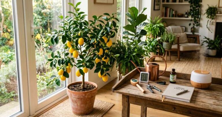 Your potted citrus tree drops half its leaves right after you bring it indoors, and a sunnier spot with less water stops it