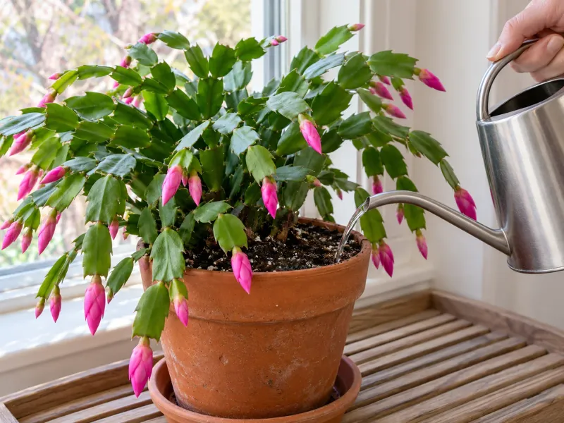 Water your Christmas cactus by the mix in November to help protect the buds it already has